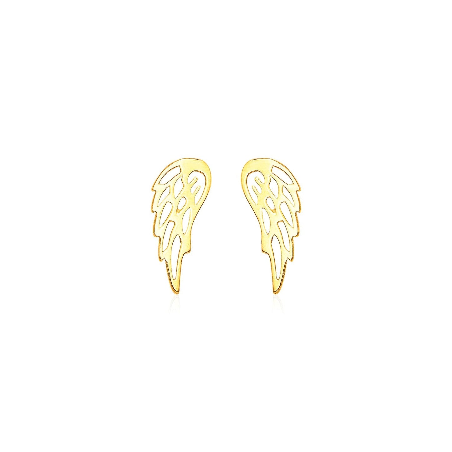 14k Yellow Gold Polished Wing Post Earrings-0