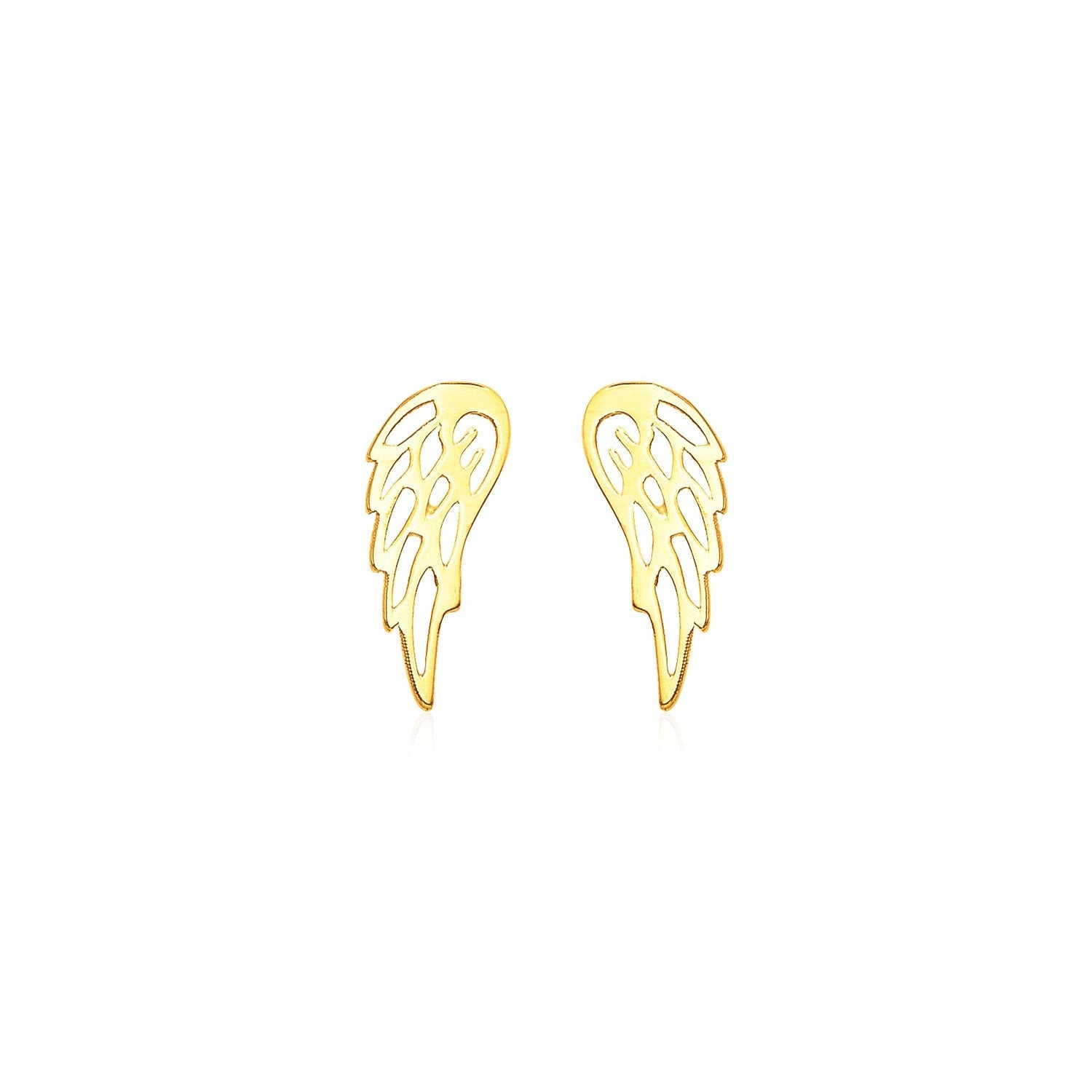 14k Yellow Gold Polished Wing Post Earrings-0