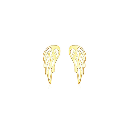 14k Yellow Gold Polished Wing Post Earrings-0