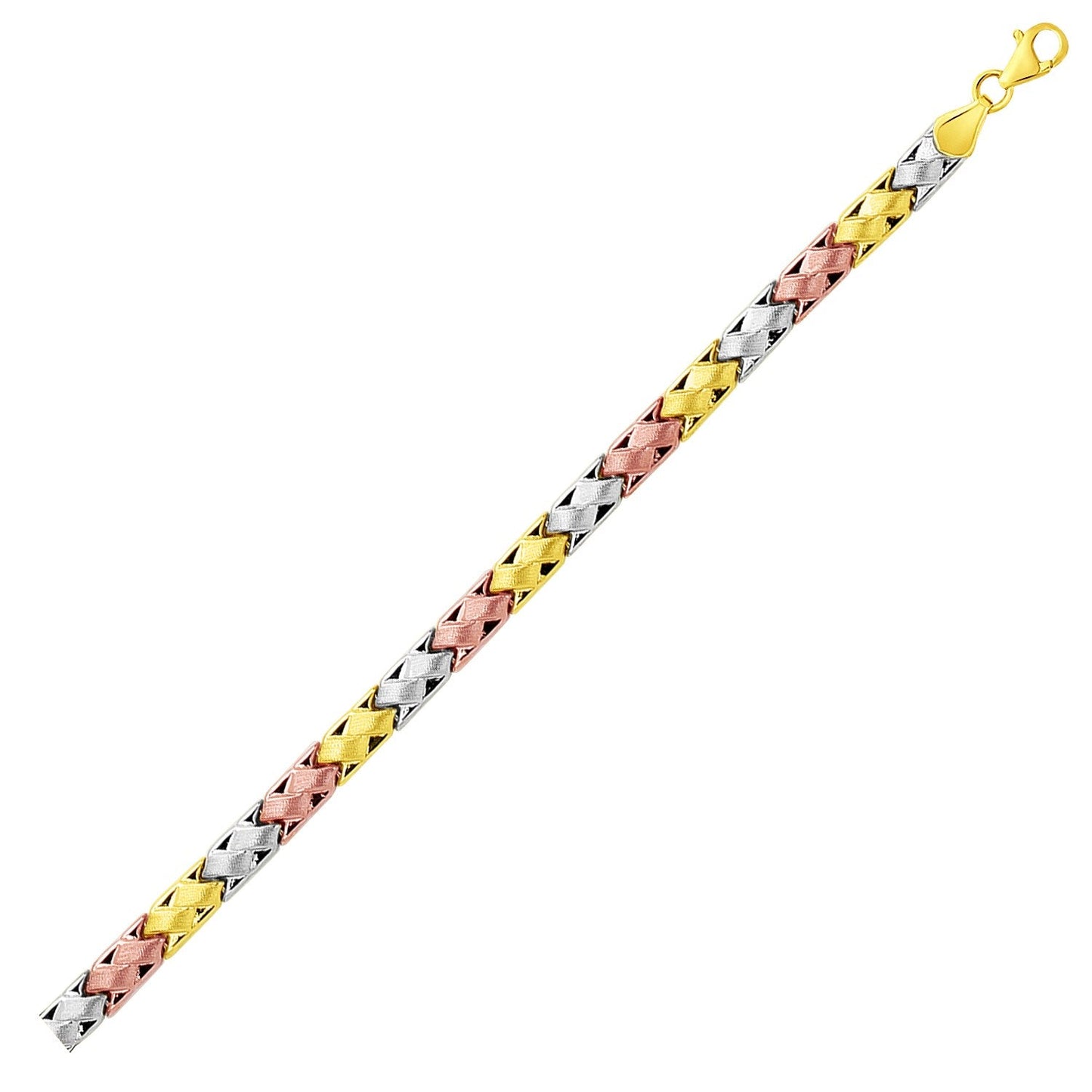14k Tri-Color Gold Weave Design Bracelet-0