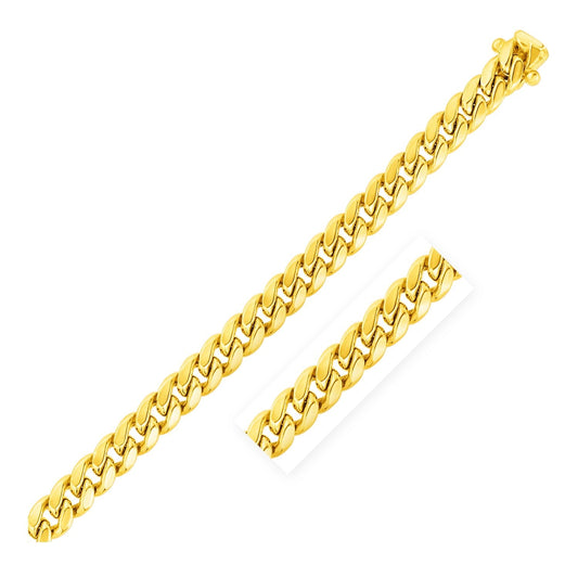 9.0mm 14k Yellow Gold Semi Solid Miami Cuban Bracelet-0