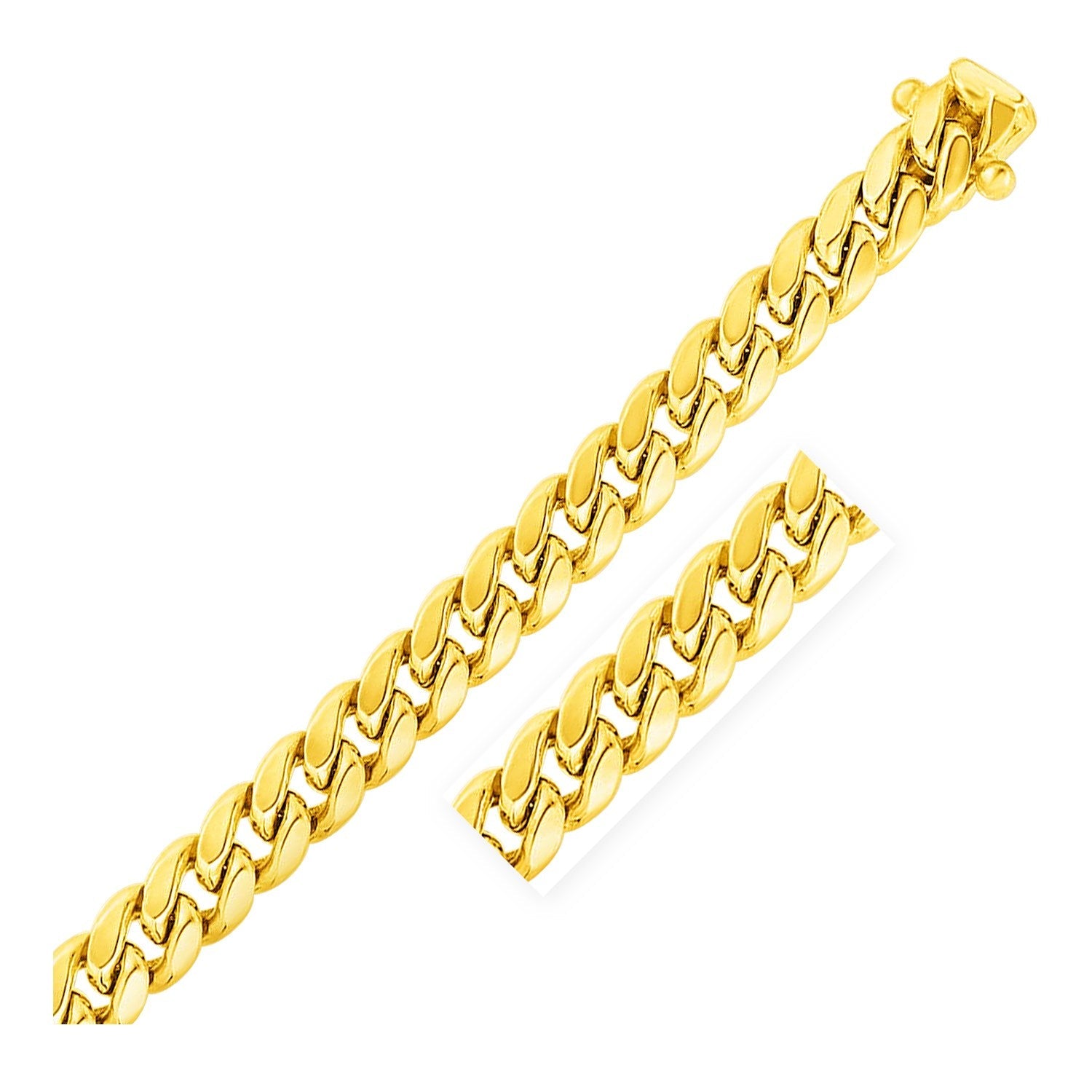 11mm 14k Yellow Gold Semi Solid Miami Cuban Bracelet-0