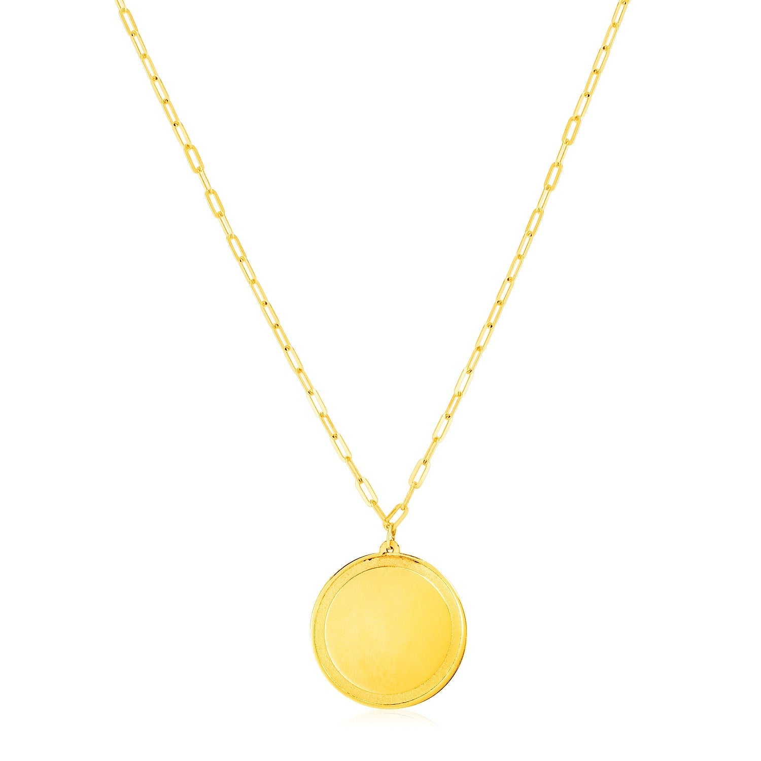 14K Yellow Gold Round Tag Necklace-0