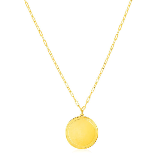 14K Yellow Gold Round Tag Necklace-0