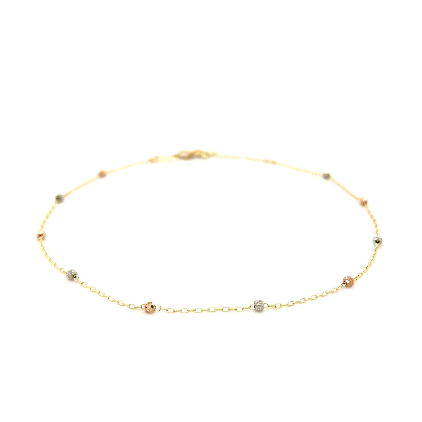 14k Tri Color Gold Anklet with Cross-1