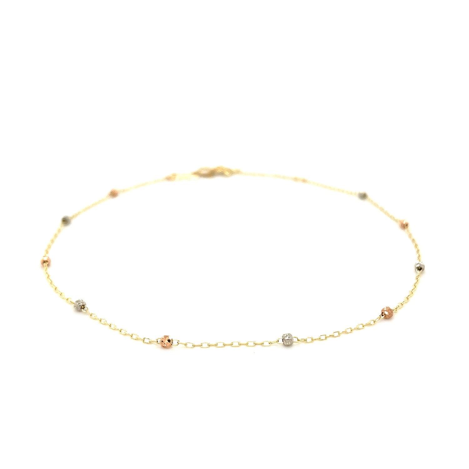 14k Tri Color Gold Anklet with Cross-1