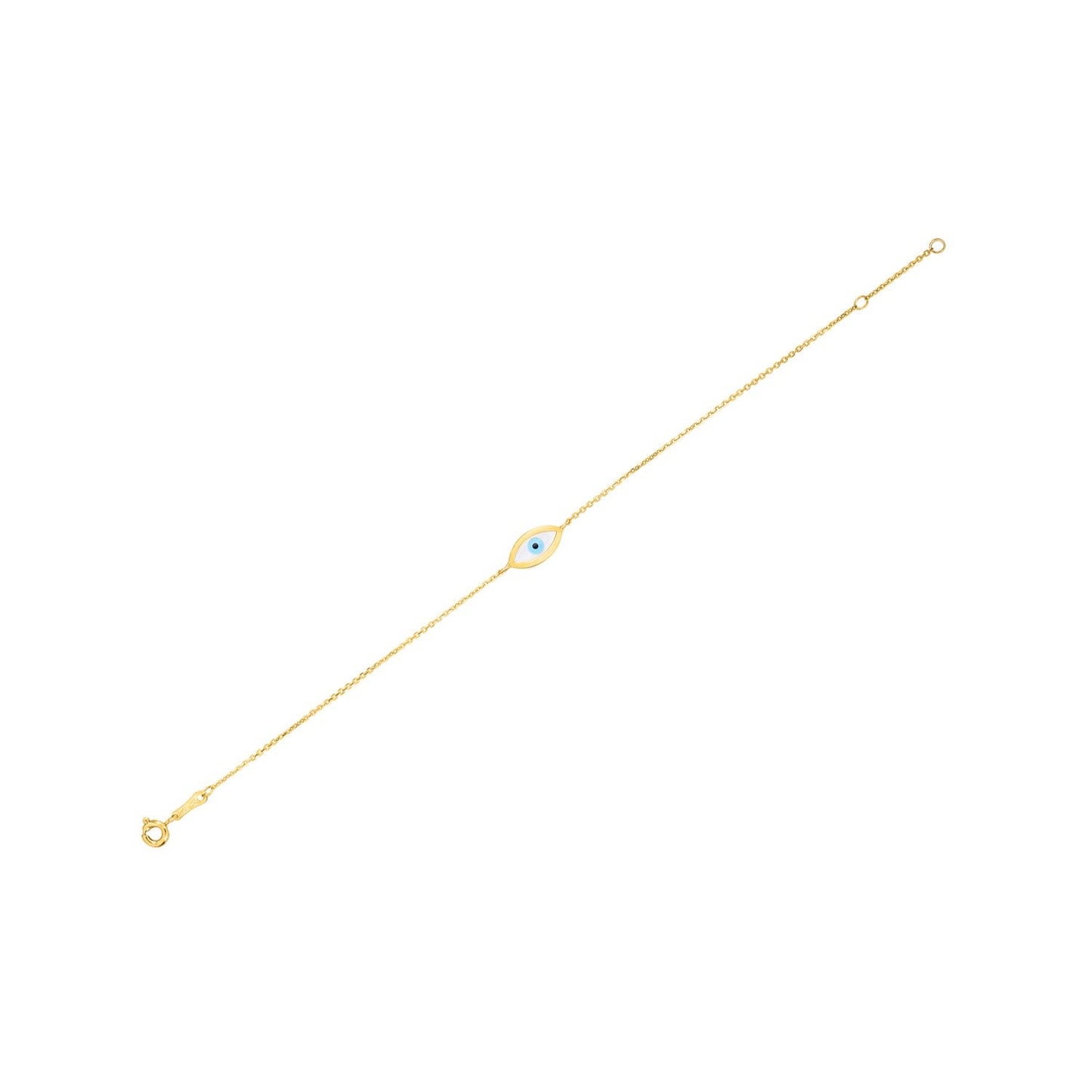 14k Yellow Gold MOP Evil Eye Bracelet-0