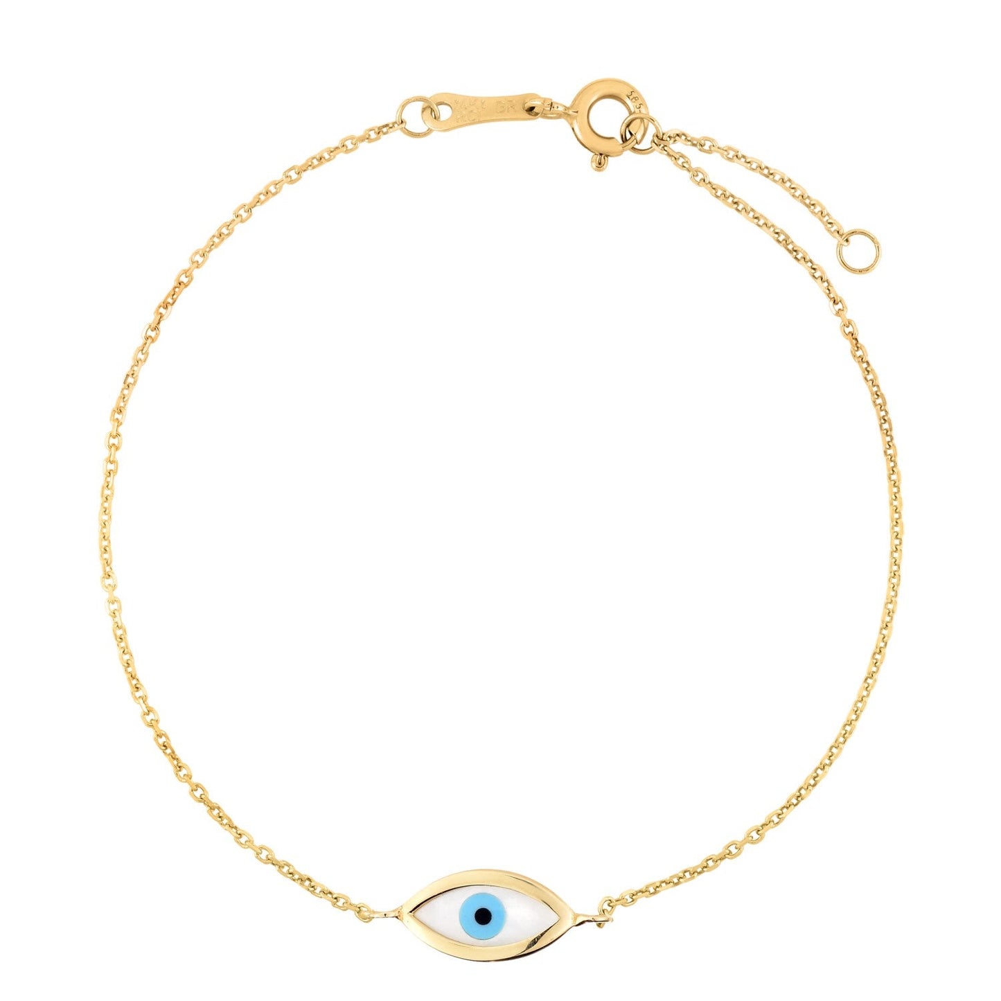 14k Yellow Gold MOP Evil Eye Bracelet-1