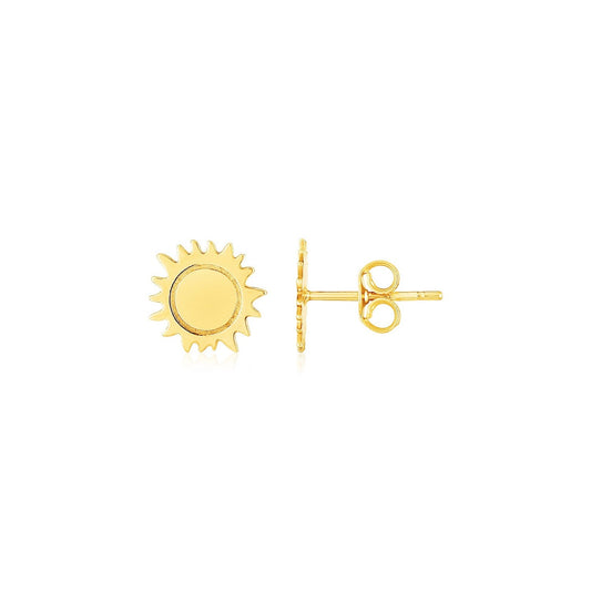 14K Yellow Gold Sun Earrings-0