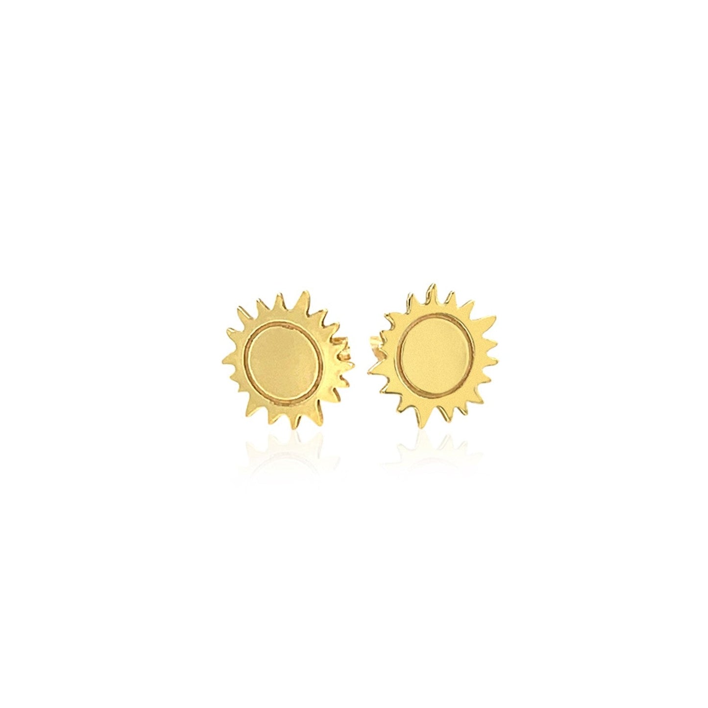 14K Yellow Gold Sun Earrings-1
