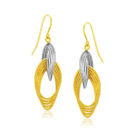 14k Two-Tone Gold Interlaced Multiple Row Earrings-0