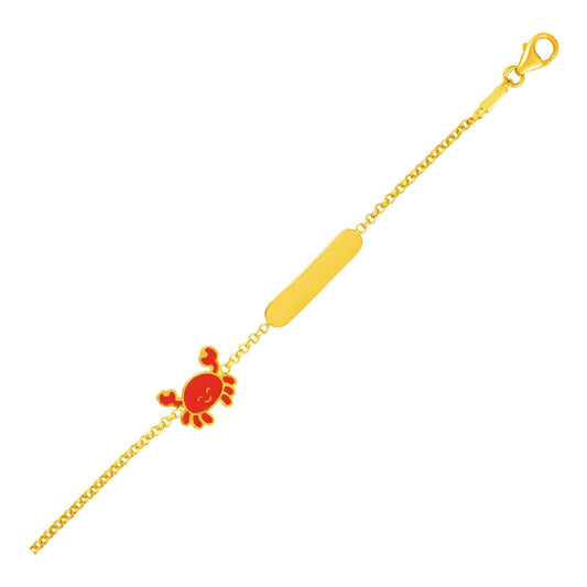 14k Yellow Gold Childrens Bracelet with Bar and Enameled Crab-0