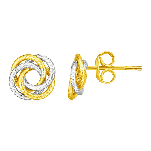 14k Two Tone Gold Love Knot Earrings-0