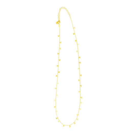 14K Yellow Gold Necklace with Dangling Hearts-0