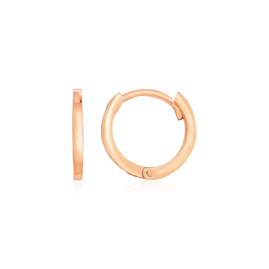 14k Rose Gold Petite Polished Round Hoop Earrings-0