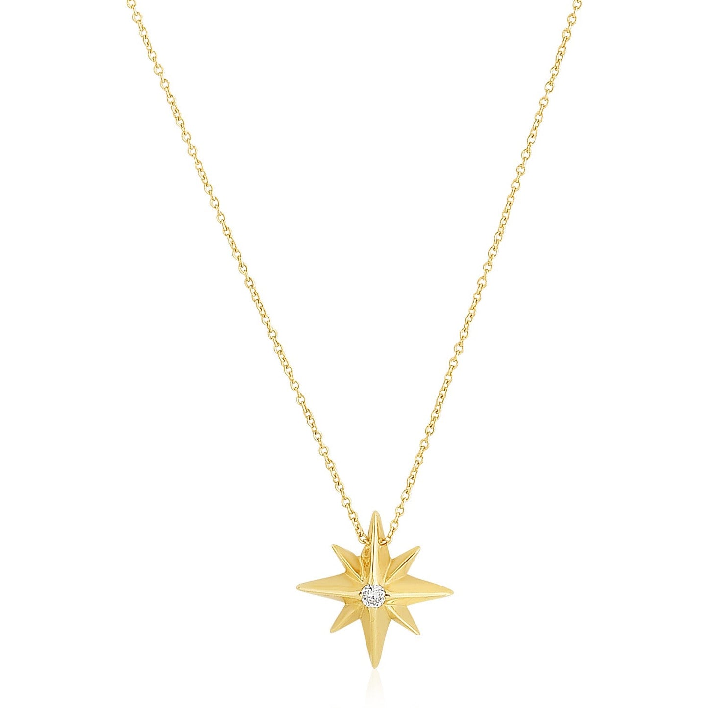14k Yellow Gold High Polish North Star Necklace-0