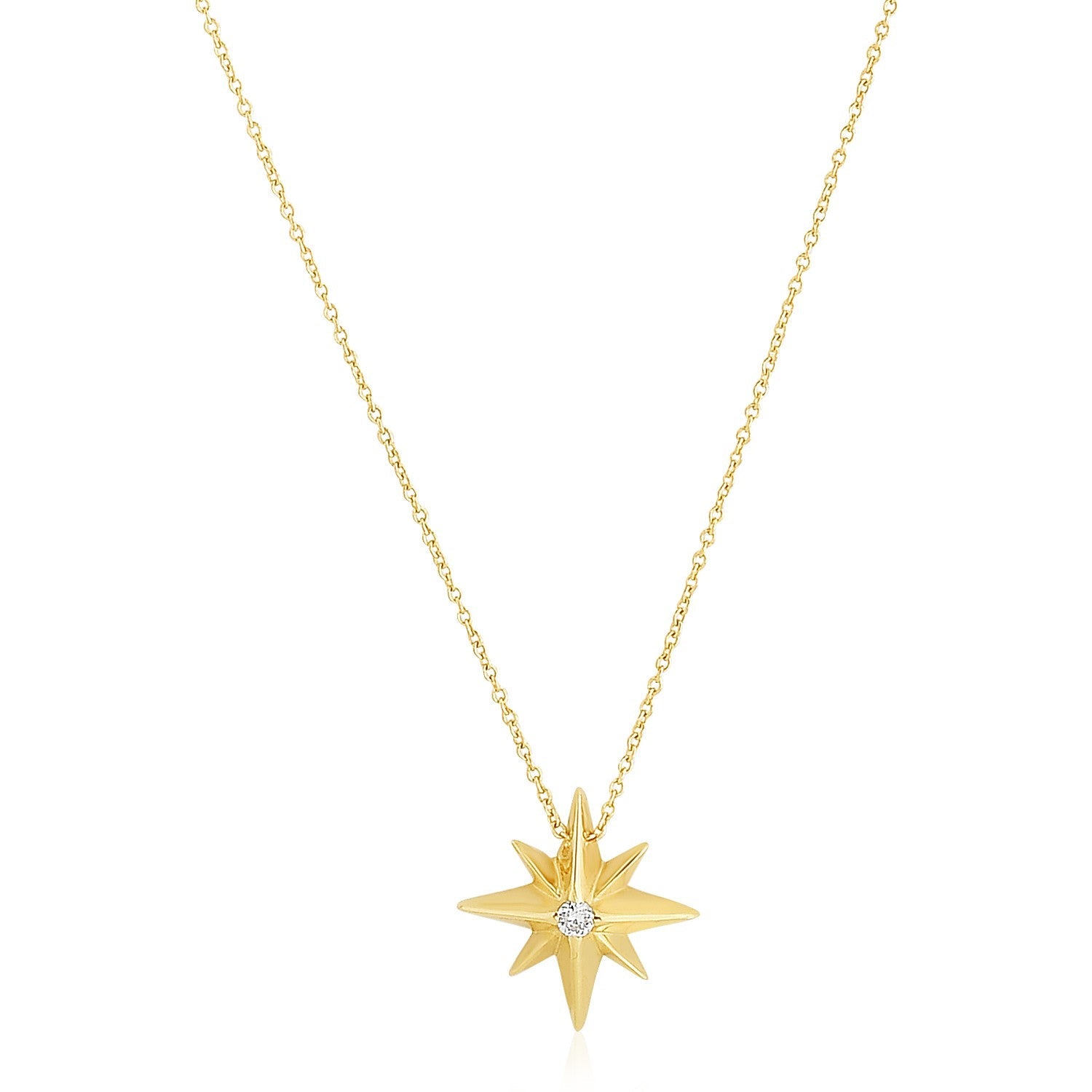 14k Yellow Gold High Polish North Star Necklace-0