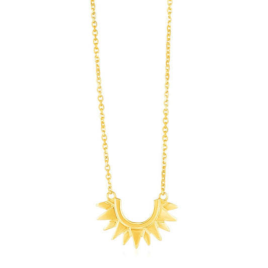 14k Yellow Gold Polished Sunburst Necklace-0