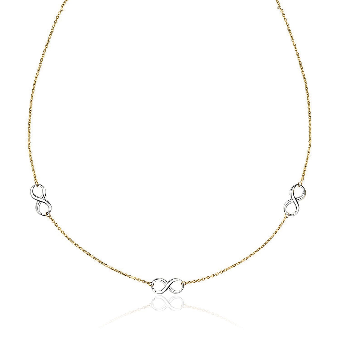 14k Two-Tone Gold Chain Necklace with Polished Infinity Stations-0