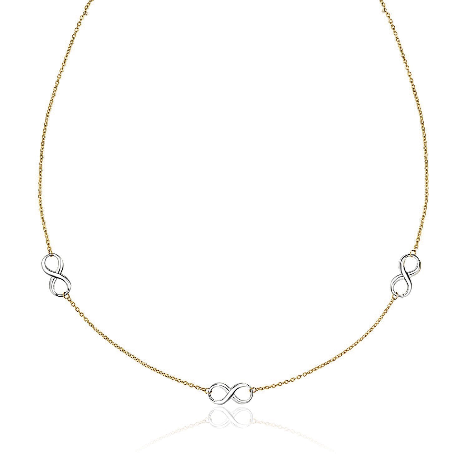14k Two-Tone Gold Chain Necklace with Polished Infinity Stations-0