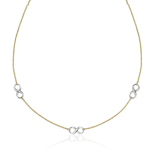 14k Two-Tone Gold Chain Necklace with Polished Infinity Stations-0