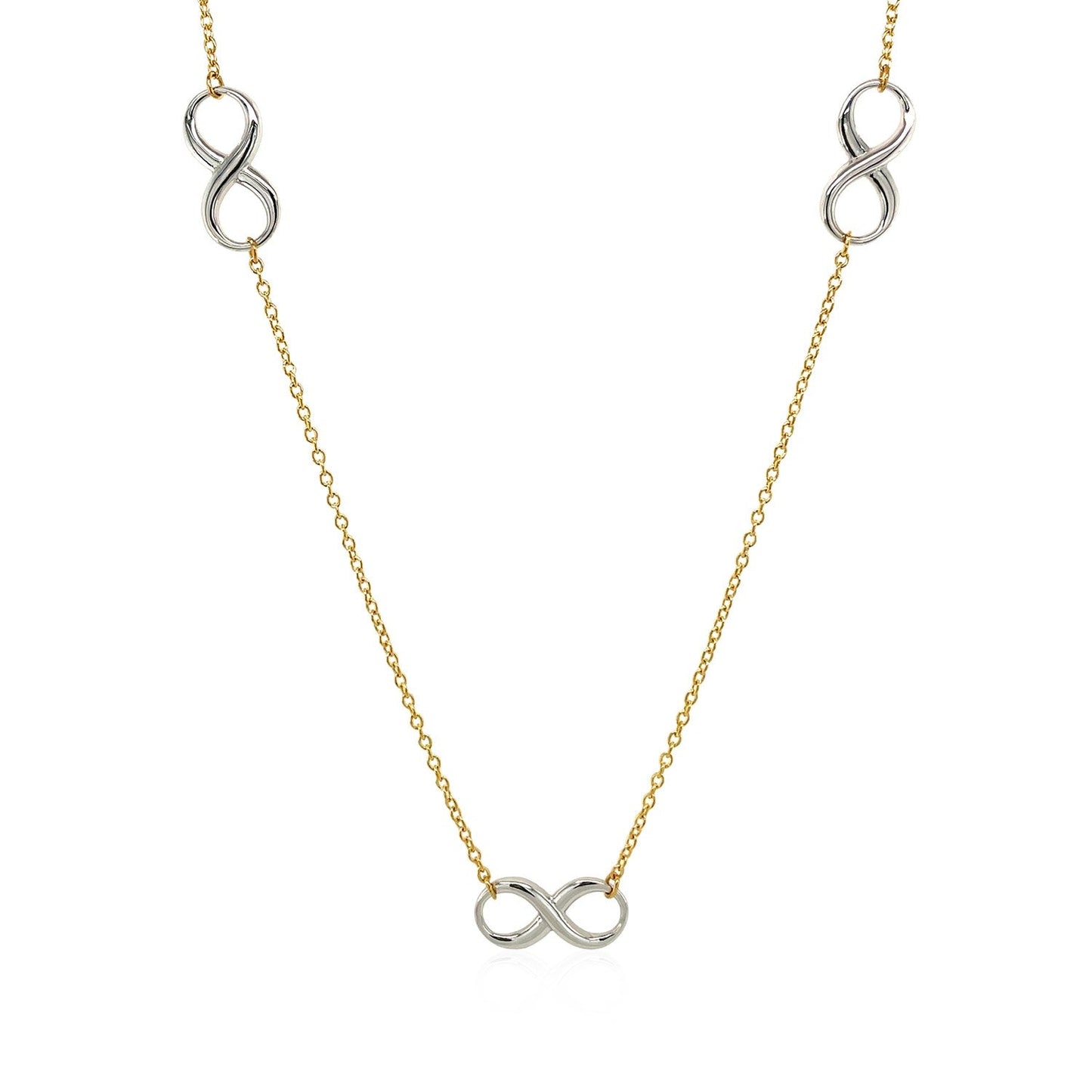 14k Two-Tone Gold Chain Necklace with Polished Infinity Stations-1