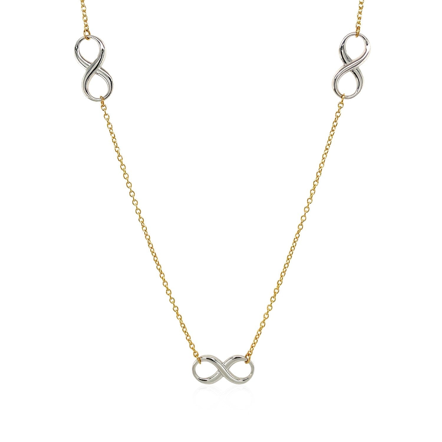 14k Two-Tone Gold Chain Necklace with Polished Infinity Stations-1