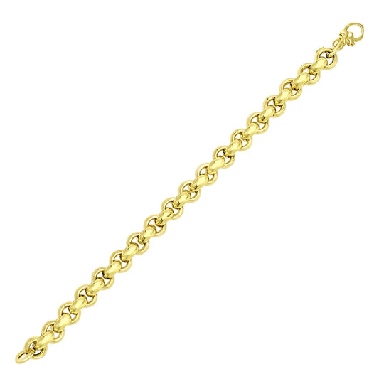 14k Yellow Gold Rolo Design Shiny Bracelet-0