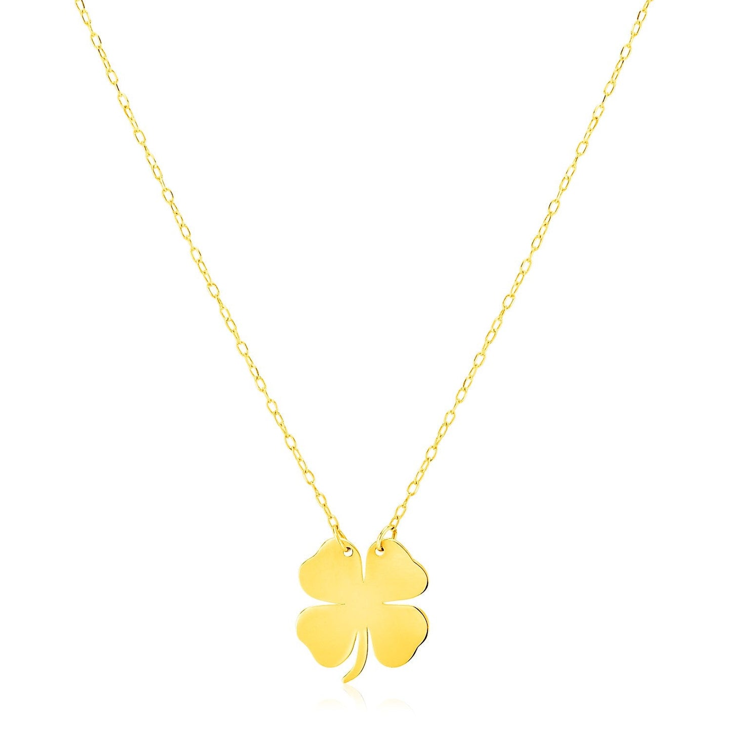 14K Yellow Gold Four Leaf Clover Necklace-0
