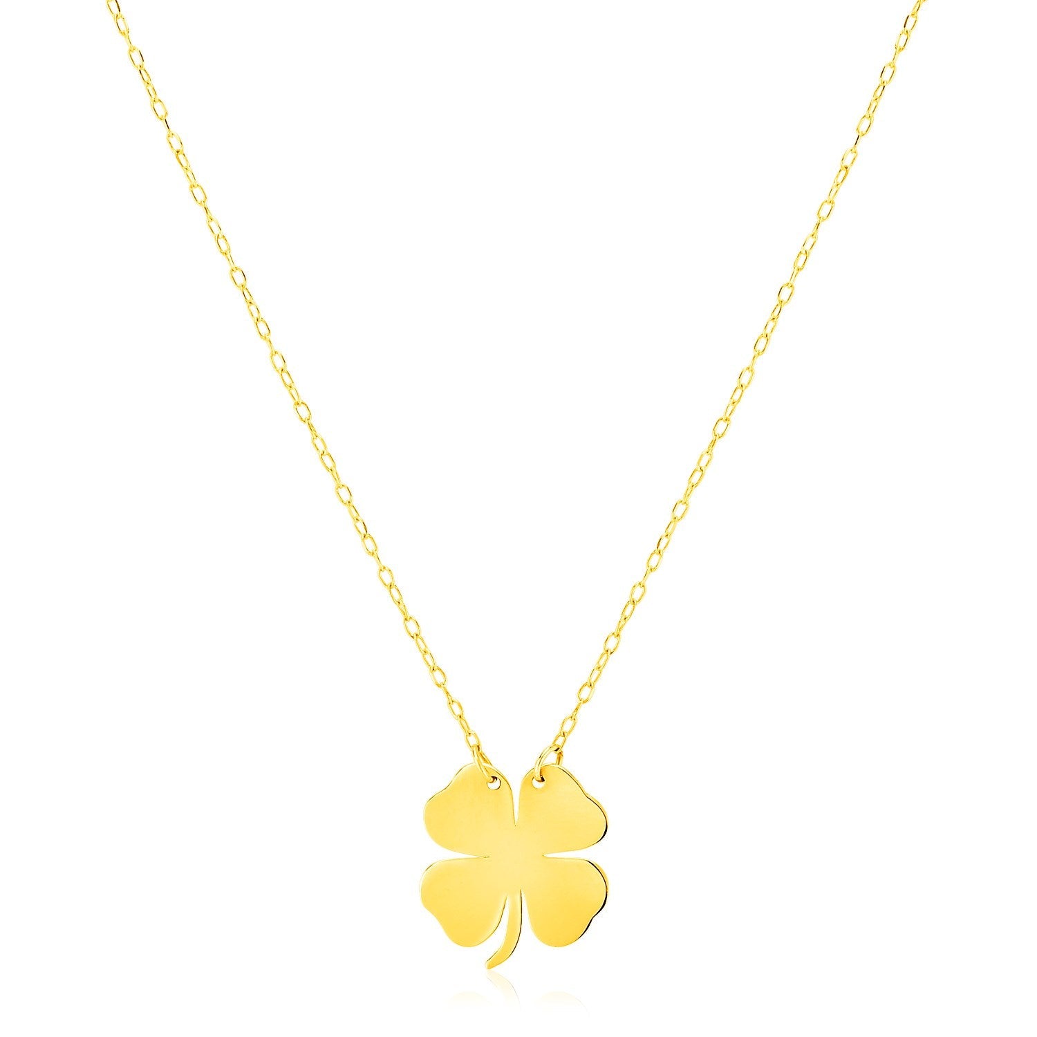 14K Yellow Gold Four Leaf Clover Necklace-0
