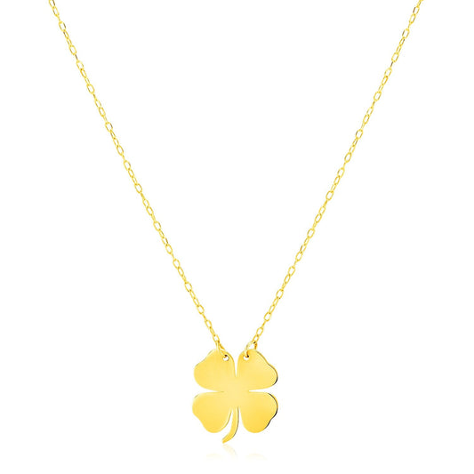 14K Yellow Gold Four Leaf Clover Necklace-0