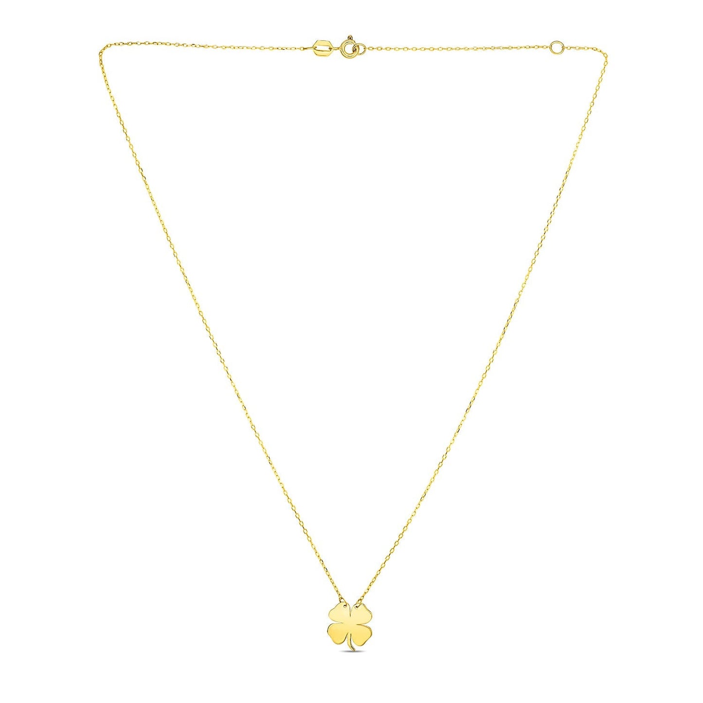 14K Yellow Gold Four Leaf Clover Necklace-1