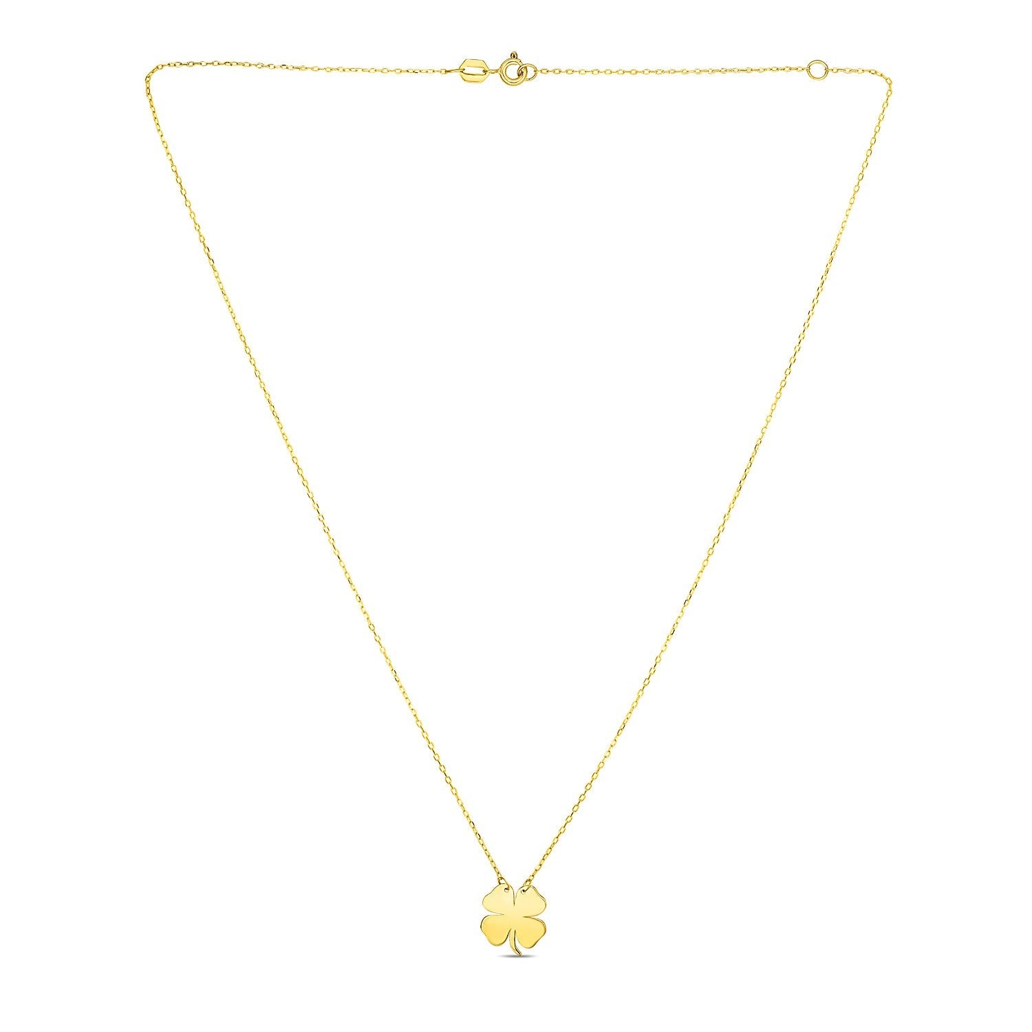 14K Yellow Gold Four Leaf Clover Necklace-1