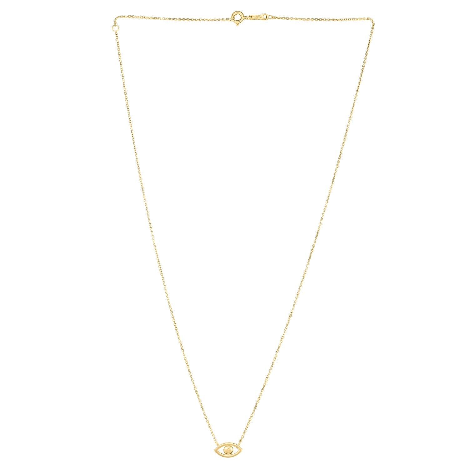 14k Yellow Gold Pearl Evil Eye Necklace-1