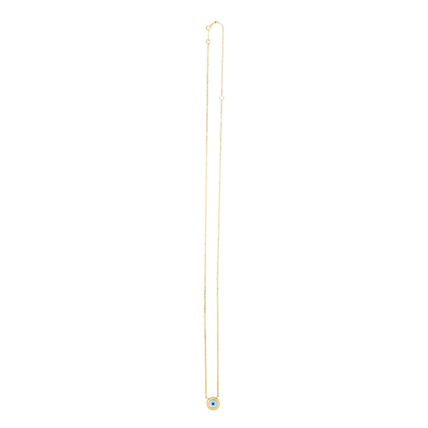 14k Yellow Gold Pearl Evil Eye Necklace-2