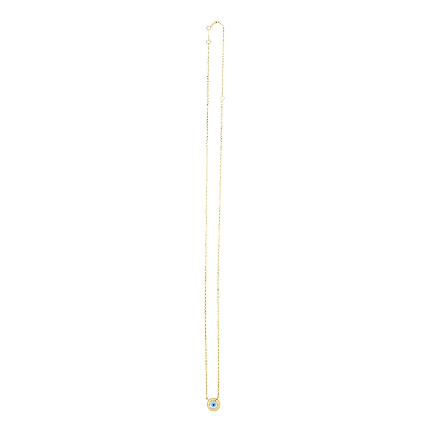 14k Yellow Gold Pearl Evil Eye Necklace-2
