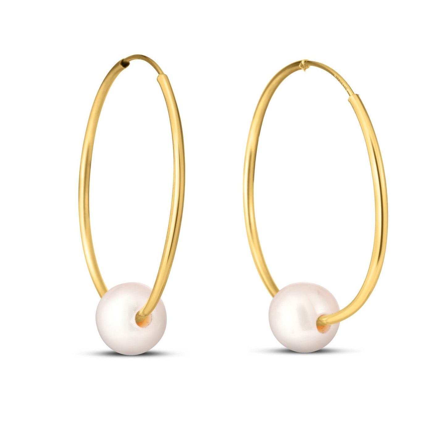 14k Yellow Gold Round Endless Pearl Earring-1