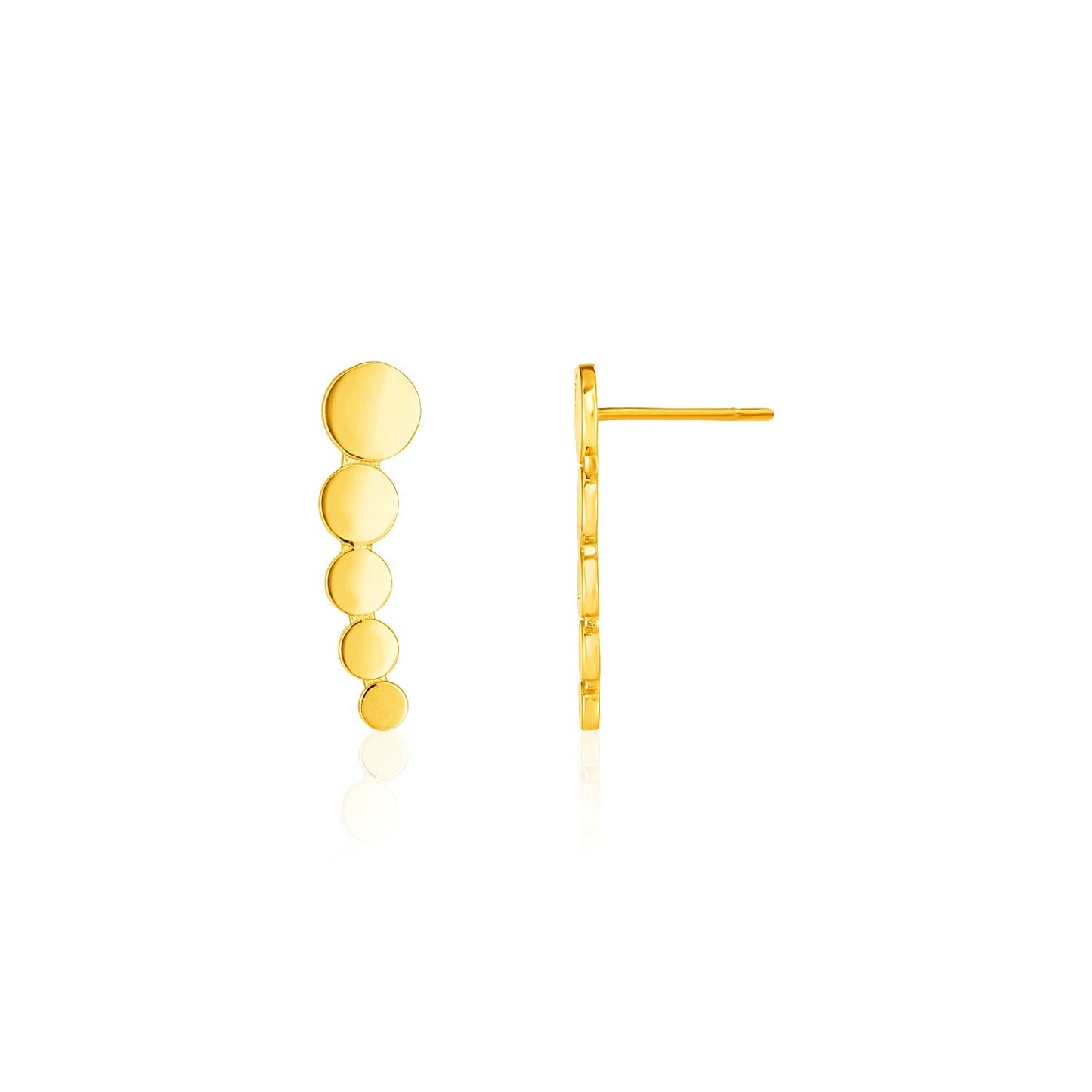 14k Yellow Gold Graduated Circles Climber Post Earrings-0