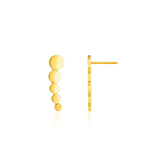14k Yellow Gold Graduated Circles Climber Post Earrings-0