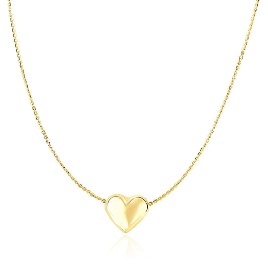 14k Yellow Gold Chain Necklace with Sliding Puffed Heart Charm-0