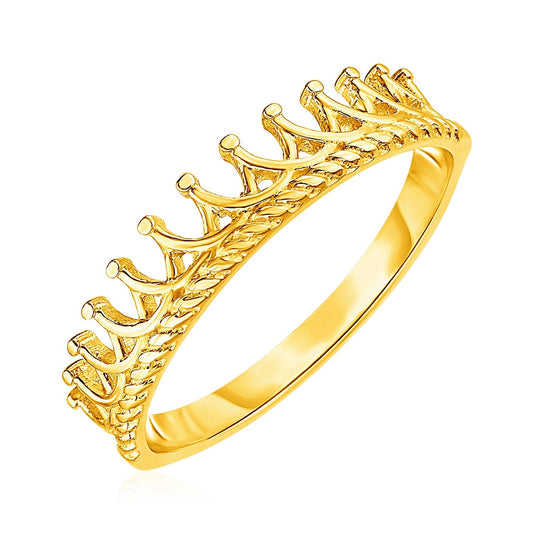 14k Yellow Gold Crown Motif Ring-0