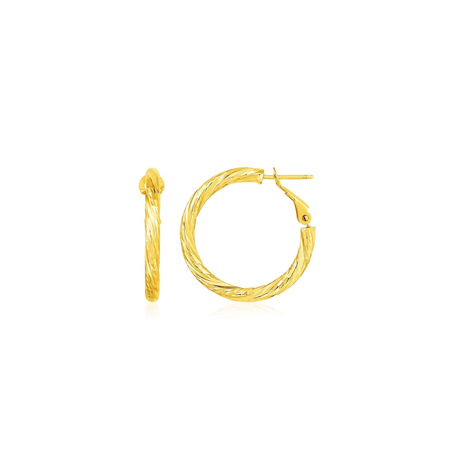 14k Yellow Gold Petite Twisted Round Hoop Earrings-0