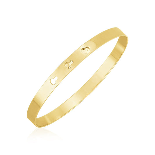 14k Yellow Gold High Polish Keyhole Clasp Bangle (6mm)-0