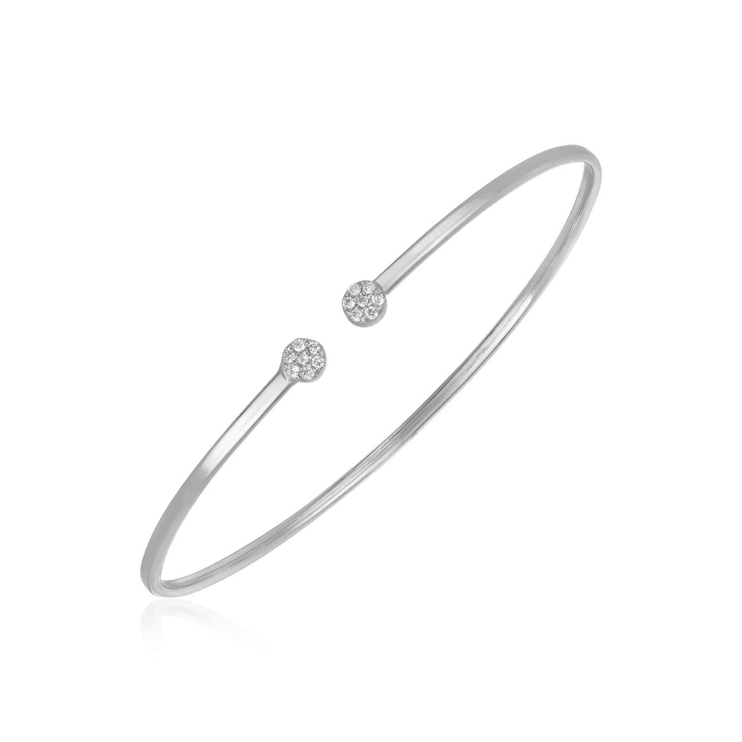 14k White Gold High Polish Diamond Cluster Bangle (2mm)-0
