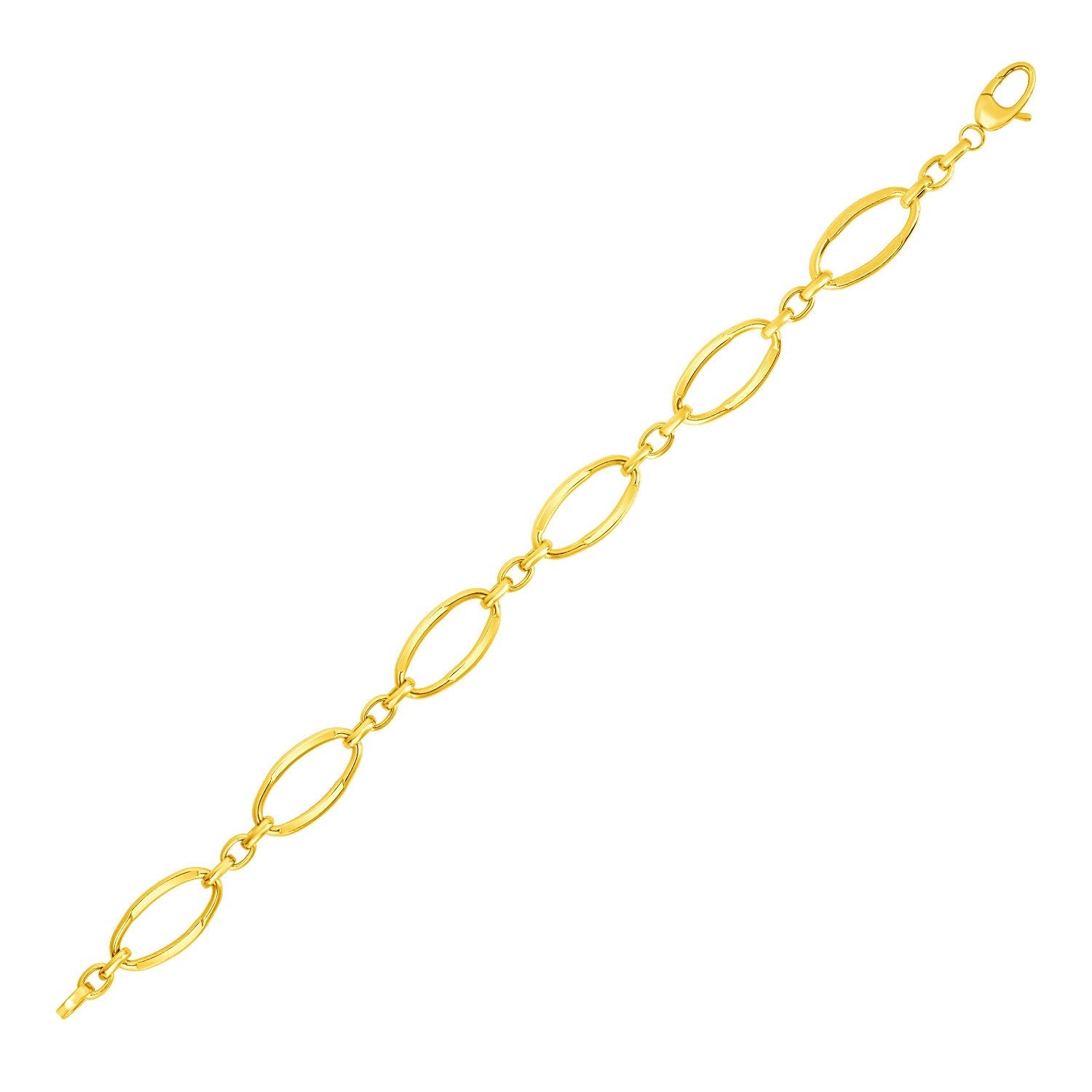 14k Yellow Gold Bracelet with Polished Oval Links-0