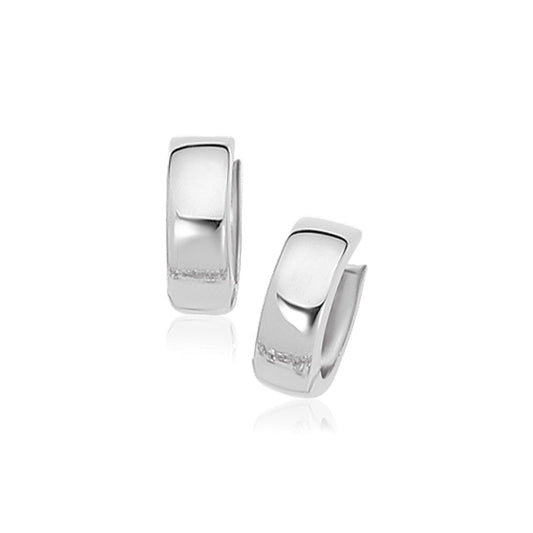 14k White Gold Snuggable Hoop Earrings-0