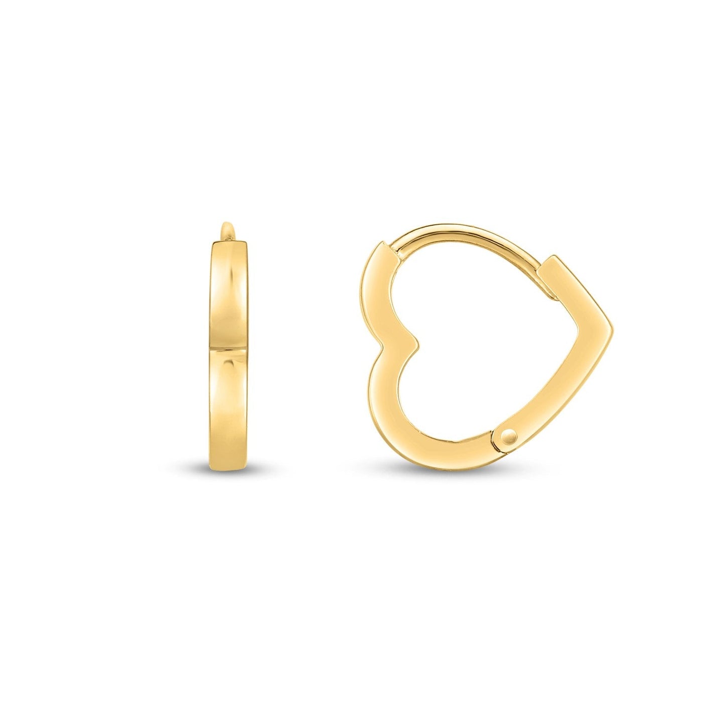 14k Yellow Gold Heart Huggie Hoops-0
