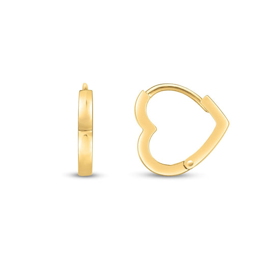 14k Yellow Gold Heart Huggie Hoops-0