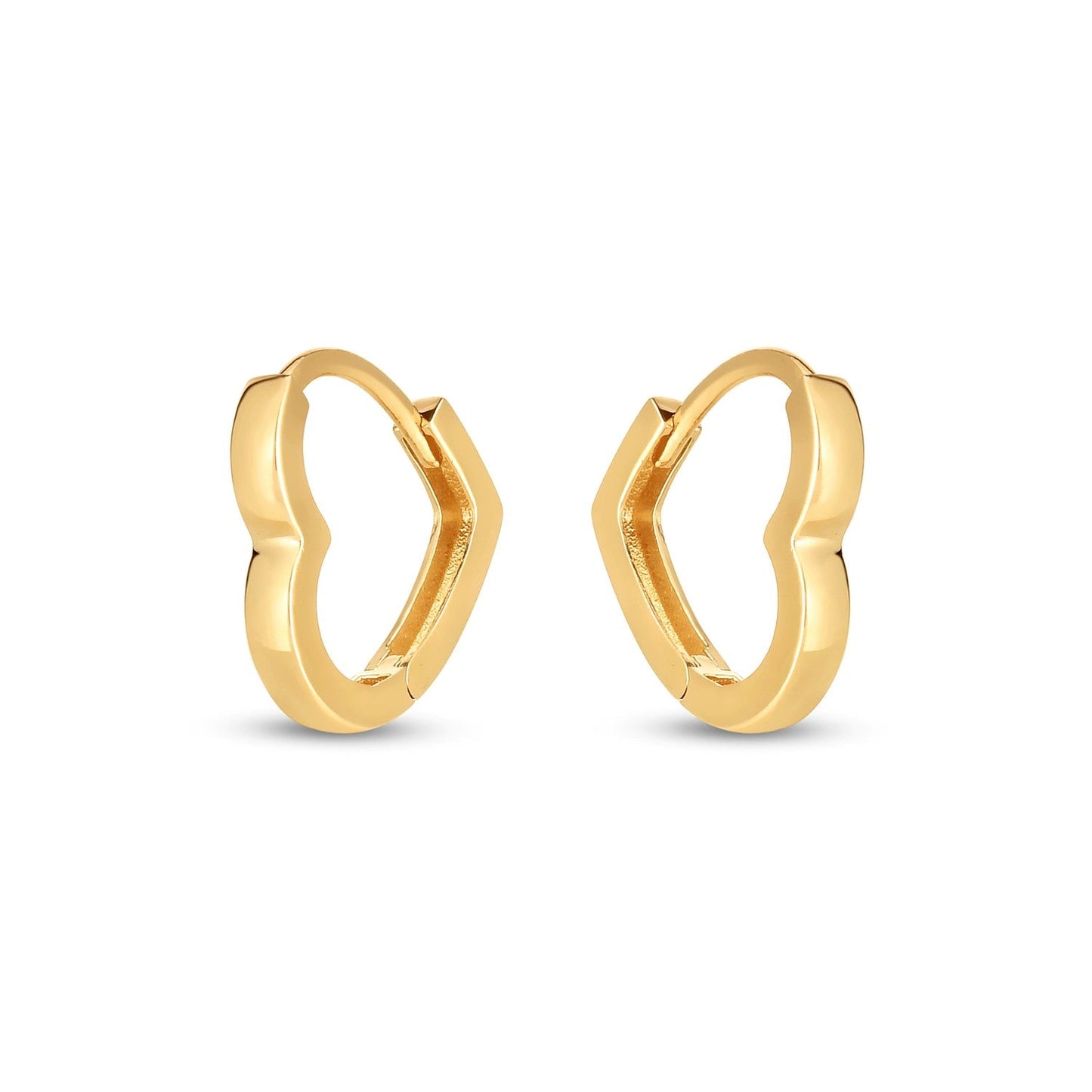 14k Yellow Gold Heart Huggie Hoops-1