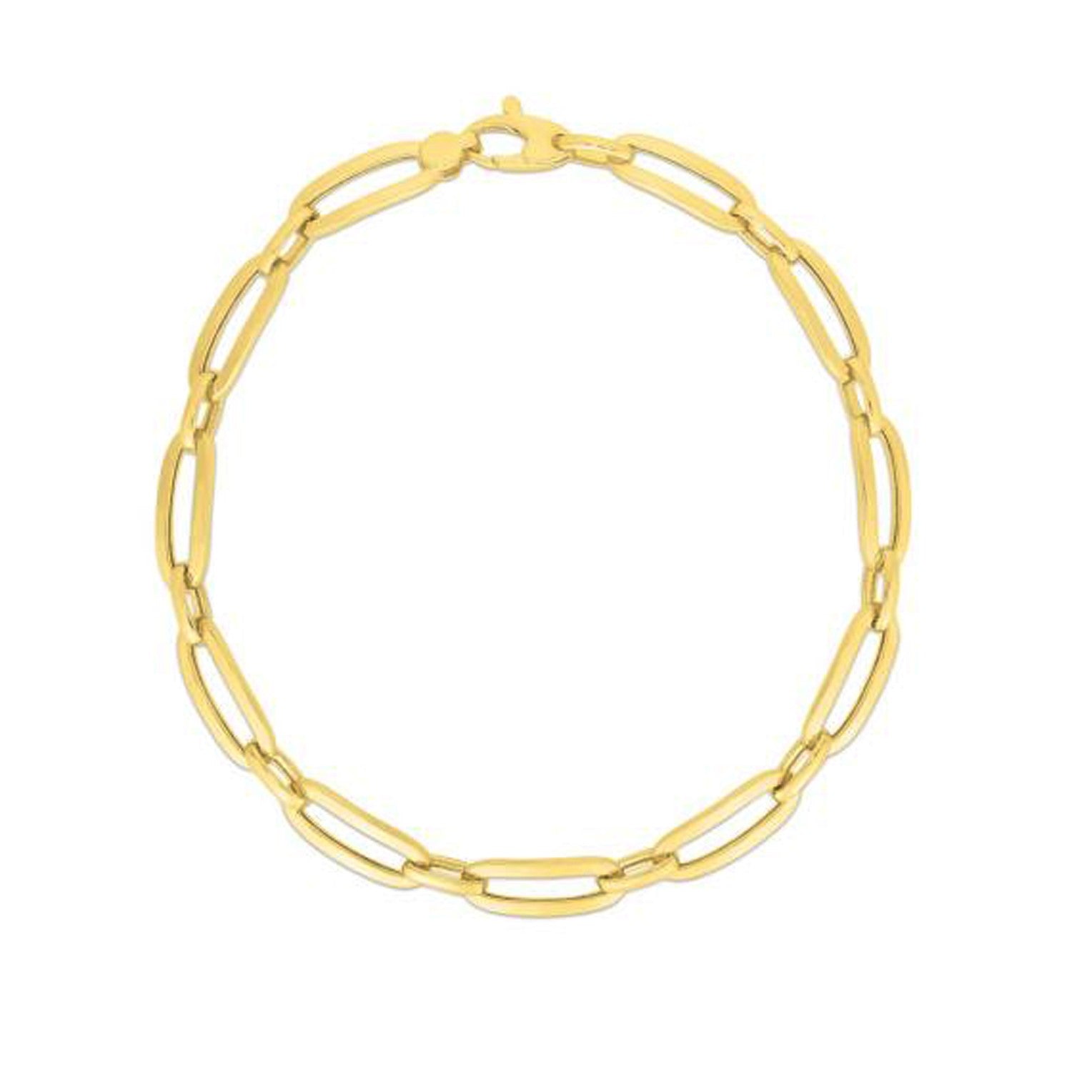 14k Yellow Gold 7 1/4 inch Bombay Paperclip Chain Bracelet-1
